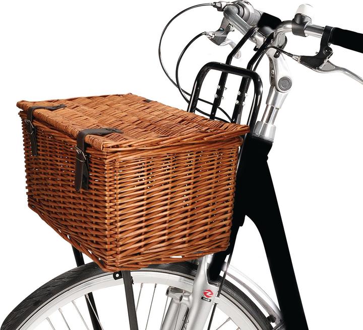 Image du produit Natura Punto Panier vélo vintage en wicker et cuir (30 l)