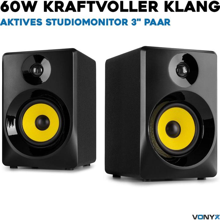 Image du produit Vonyx Moniteurs de studio SMN30B Paire Noir (Actif, Couples, 1x 60 W)