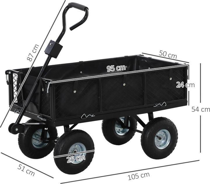Produktbild Outsunny Gartenwagen Stahl, Oxfordstoff Schwarz