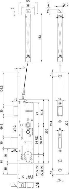 Actual product image MSL Panic tubular frame lock 19466PB Panic B additional latch