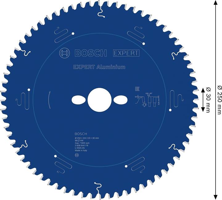 Image du produit Bosch Professional Zubehör Lame de scie circulaire Expert for Aluminium, 250 x 30 x 2,8 mm, 68