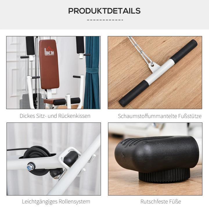 Actual product image Homcom Gym Strength station Multigym Fitness equipment incl. weights Metal PU artificial leather White