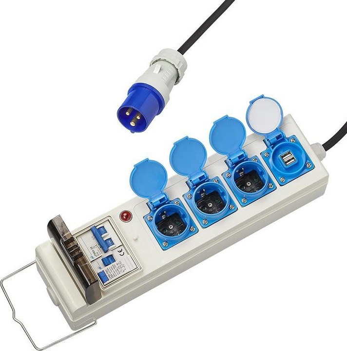 Produktbild ProPlus Zelt-/Faltwagen-Steckdose 20M 3x2.5mm² mit MCCB und RCD + 2xUSB (3 x, CEE 7/3, 20 m)