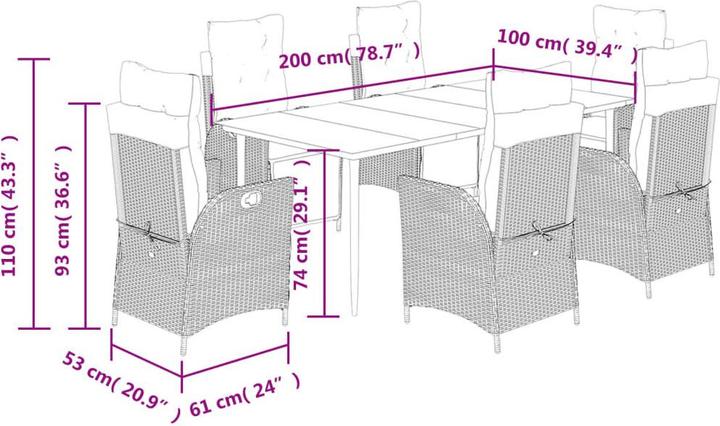 Produktbild vidaXL Garten Essgruppe (200 x 100 x 74 cm)