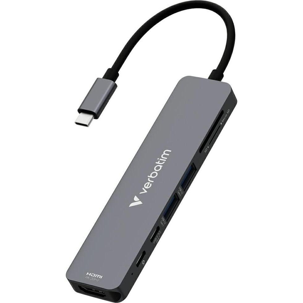 Thumbnail - Verbatim Hub USB-C Multiport 7port (USB-C, 7 Ports), Dockingstation + USB Hub, Grau