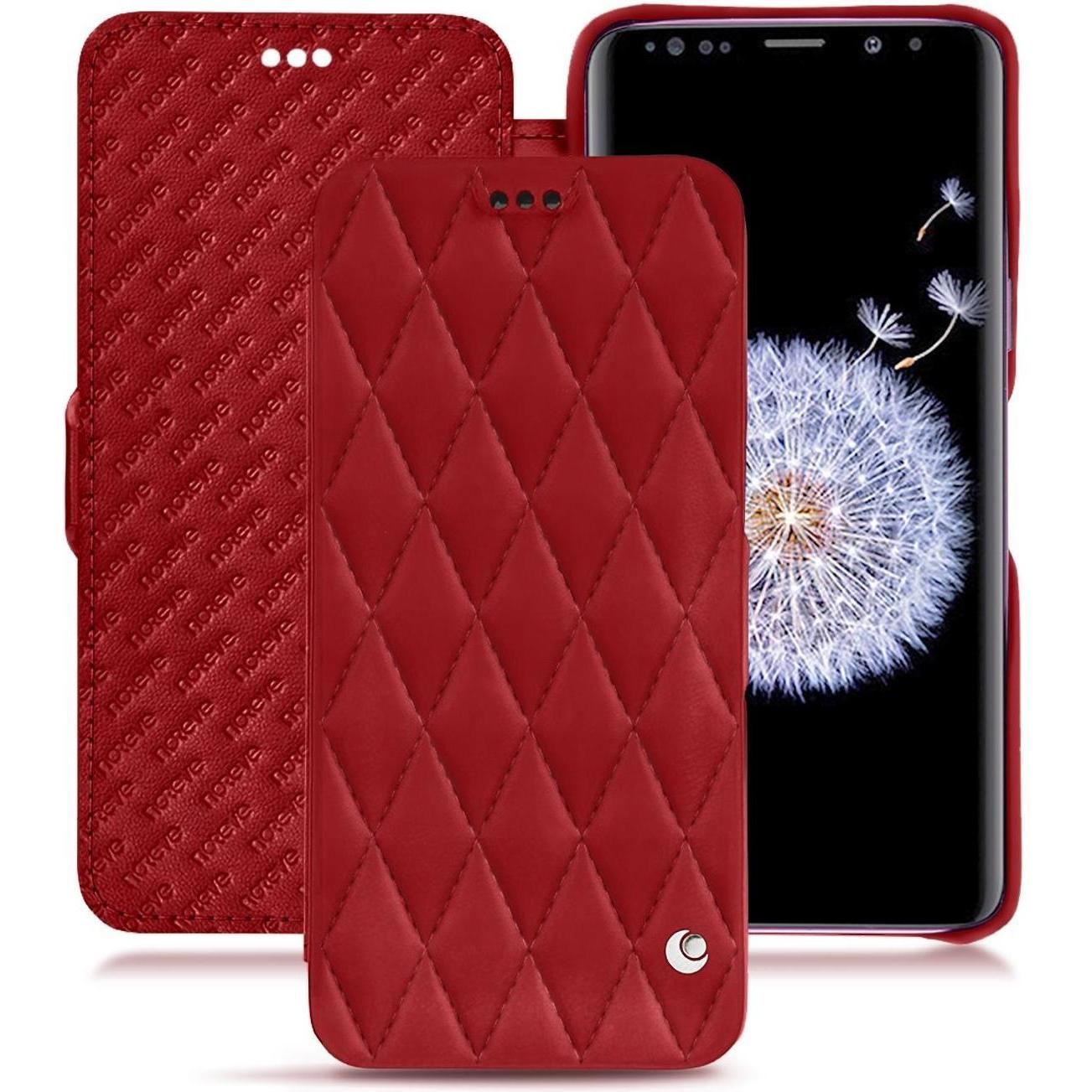 Noreve Lederschutzhülle horizontal (Samsung Galaxy S9+), Smartphone Hülle, Rot