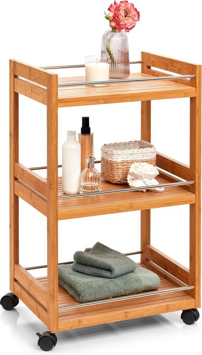 Produktbild Zeller Present Badrollwagen Bamboo (38 x 45.70 x 76 cm)