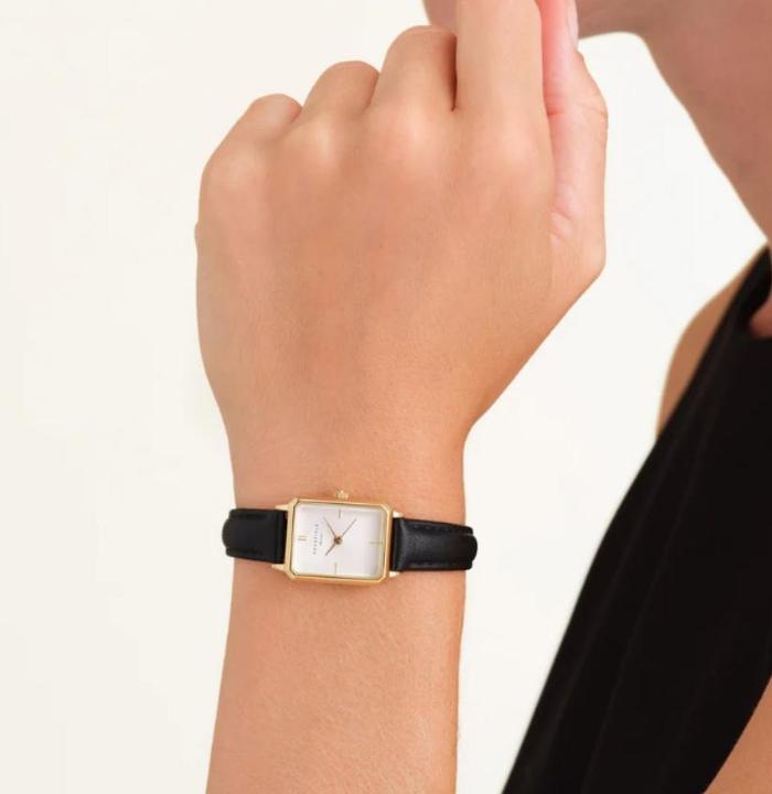 Actual product image Rosefield Octagon XS White Black Leather Gold Wristwatch (Analogue wristwatch, 19.50 mm)