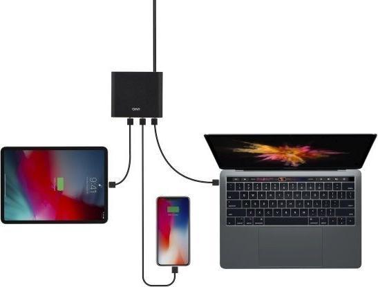 Immagine prodotto Uniq Ład. siec. HUB Surge 90W Juoda/Charcoal Juodas 2xUSB Quick Charge 3.0 + 2xUSB-C PD 3.0 (LITHOS (90 W)