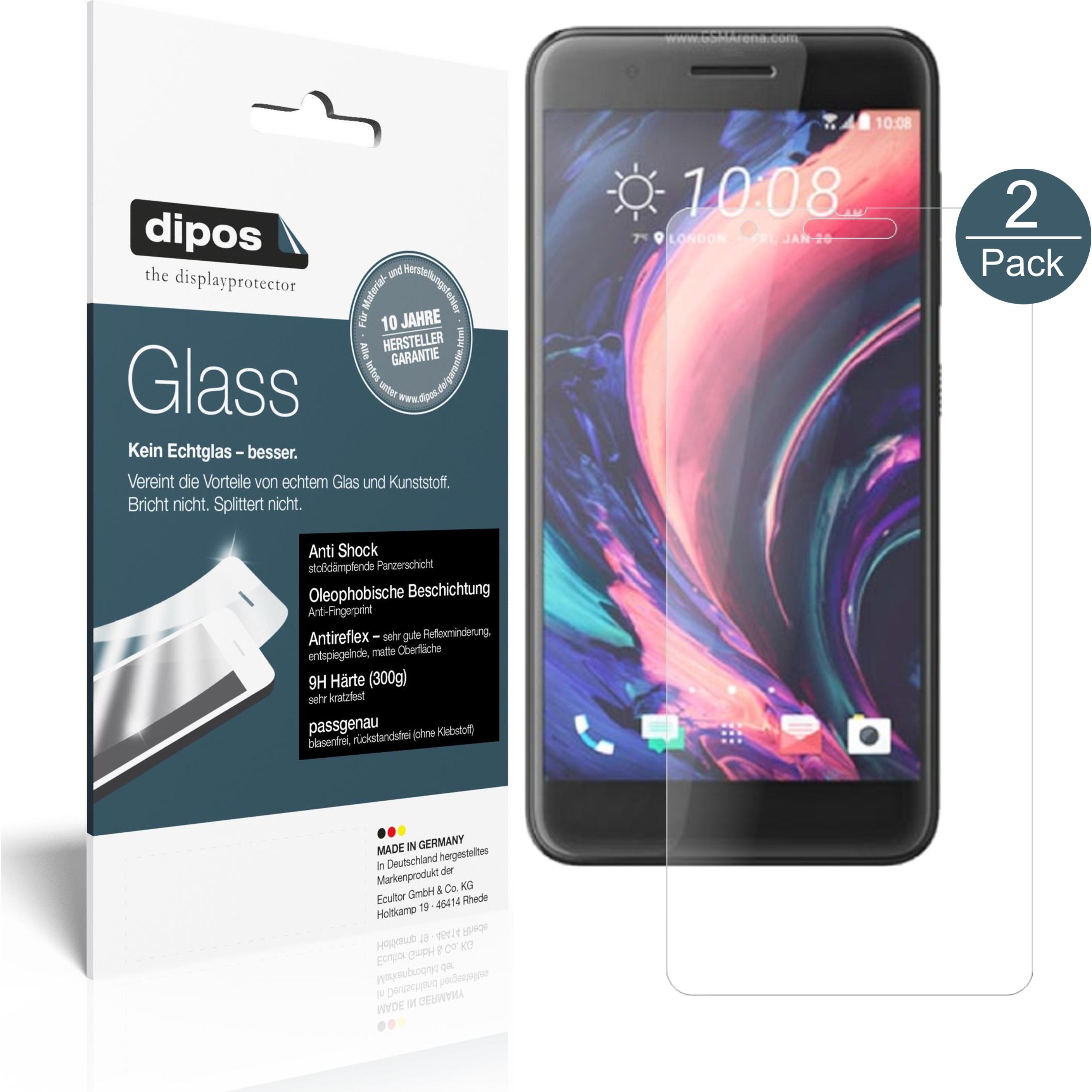Dipos Displayschutz Anti-Shock (2 Stück, HTC One X10), Smartphone Schutzfolie, Transparent