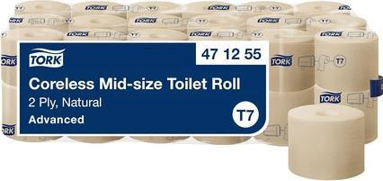 Produktbild Tork Toiletpapir T7 Advanced Mid-size 2-lag 103,5 m uden Hylse Natur FSC,36 rl/krt (32400 x)
