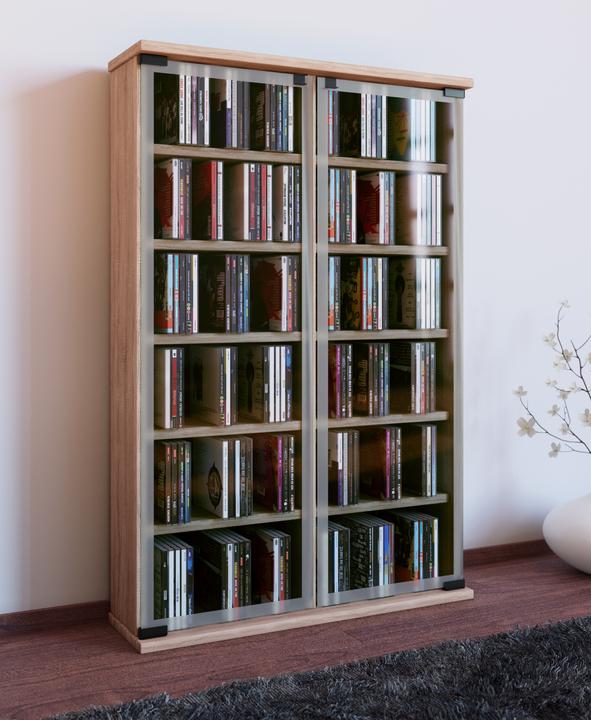 Produktbild VCM Holz CD DVD Standregal Galerie mit Glastür (60 x 18 x 92 cm)