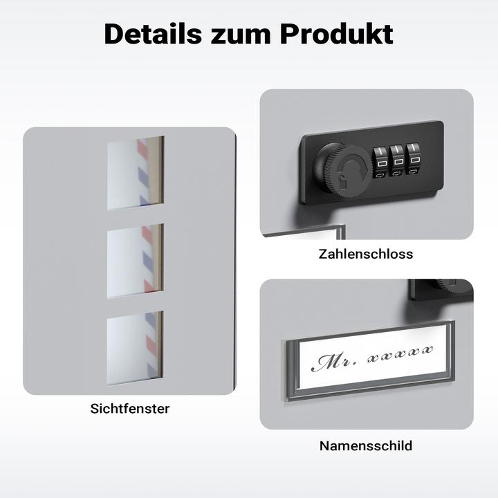 Actual product image Wiltec Wall Mailbox Code Lock Letterbox Postbox Pillar Letter Mail Post Box