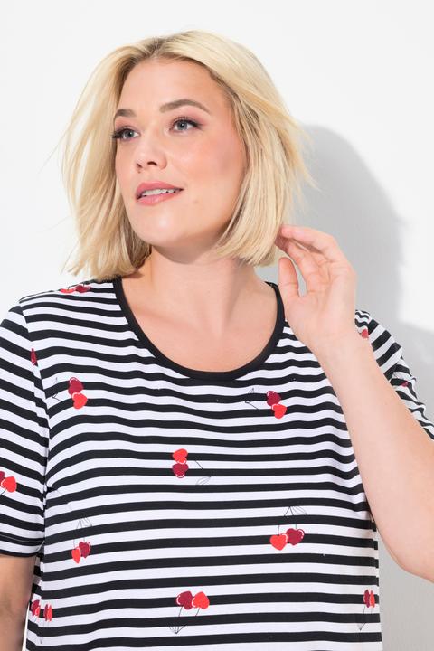 Actual product image Ulla Popken Heart Print Short Sleeve Split Neck Sleep Tee (46, 48)