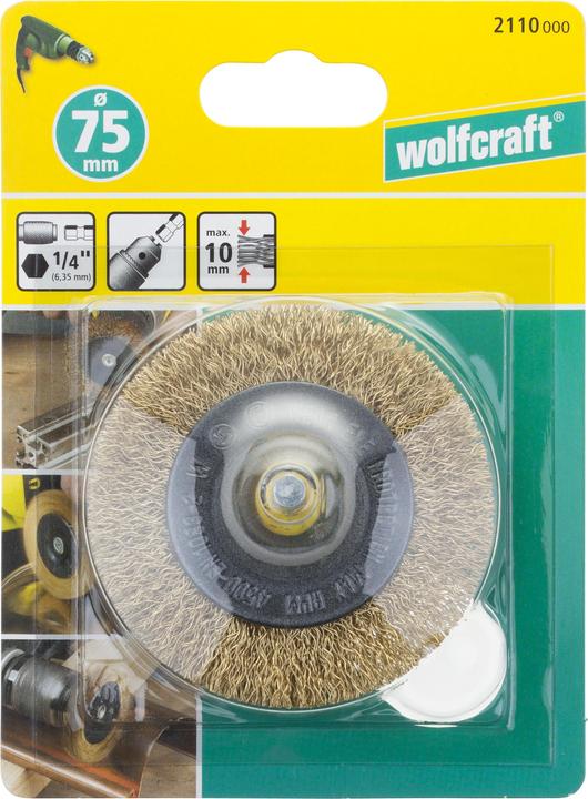 Actual product image wolfcraft wolfcraft 1 brass wire disc brush ø75x7mm