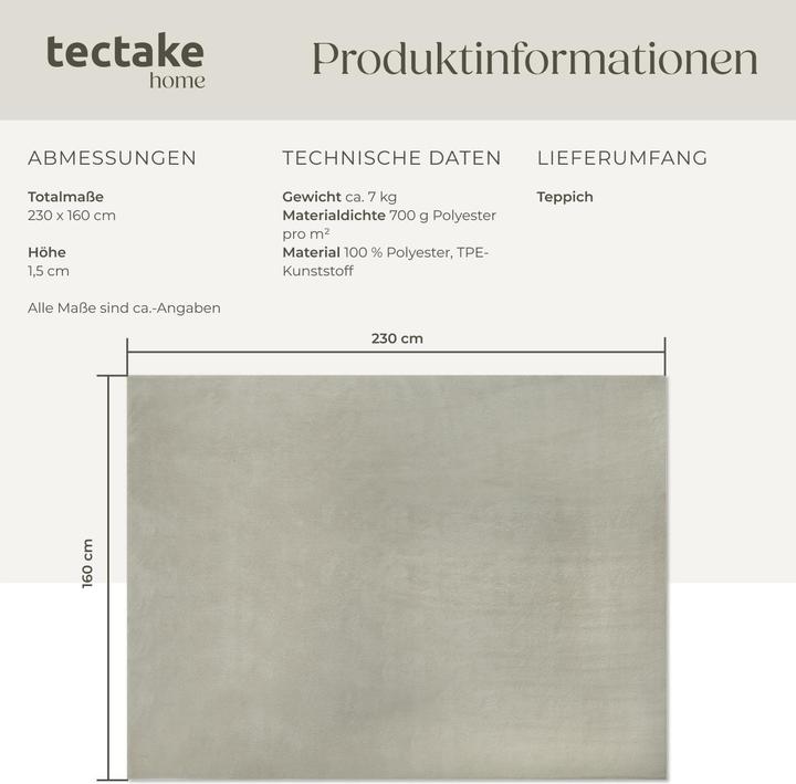 Actual product image tectake Kurzflorteppich Soft Zone (160 x 230 cm)