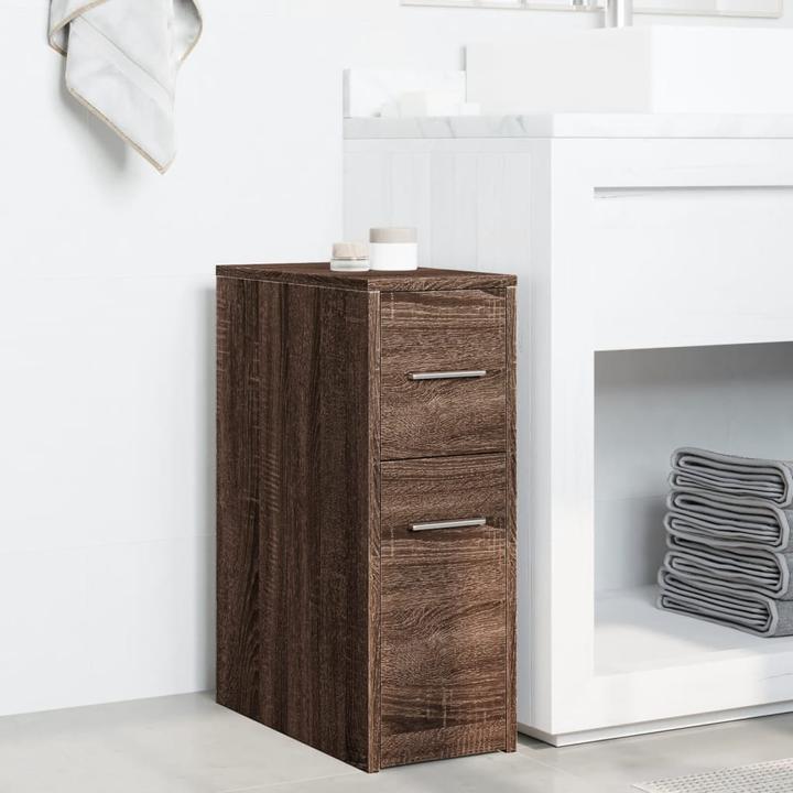 Image du produit vidaXL Armoire de salle de bain Étroite avec roulettes aspect chêne
