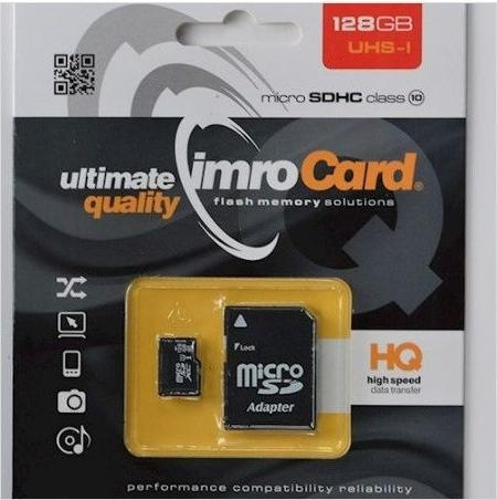 Actual product image IMRO 10/128G UHS-I ADP Memory Card 128 GB MicroSDHC Class 10 (128 GB, microSDHC, U1, UHS-I)