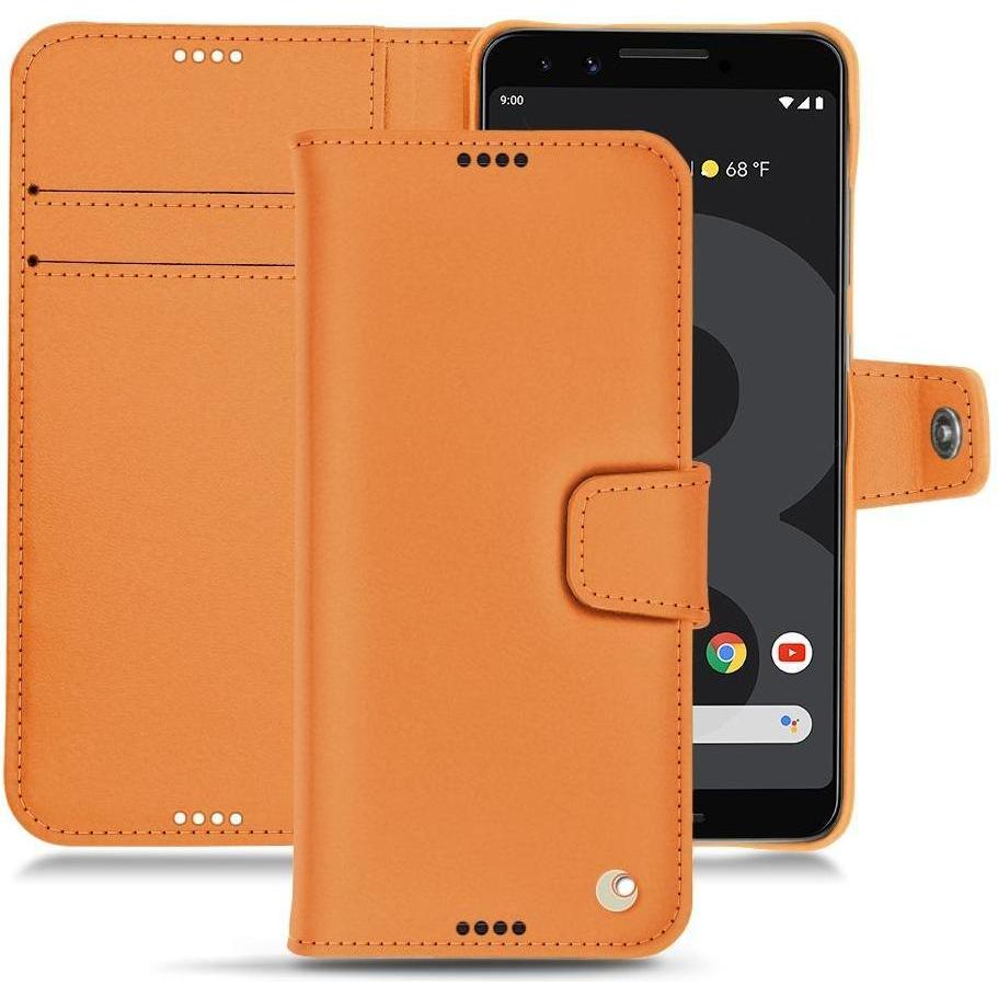 Noreve Lederschutzhülle Wallet (Google Pixel 3), Smartphone Hülle, Orange