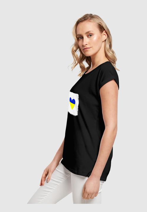 Produktbild Merchcode Ladies Peace - Brush Heart Black Basic T-Shirt - 173305 (L)