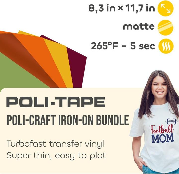 Produktbild Poli-tape Aufbügelfolie Herbst A4, mehrfarbig, 5 Stück (140 g/m², 5x)