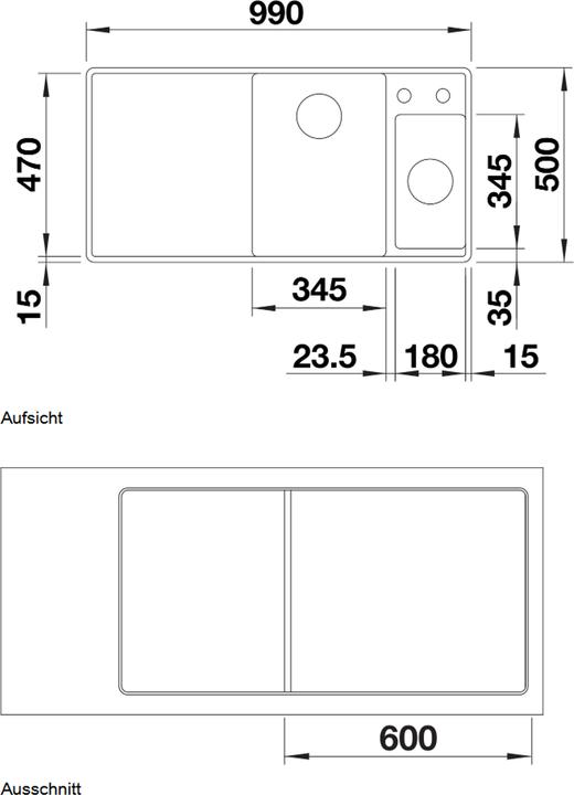 Actual product image Blanco Axia III 6 S-F (99 cm, 50 cm)