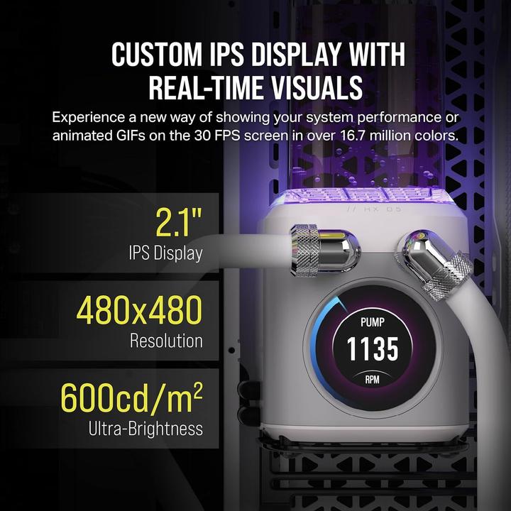 Produktbild Corsair Pump Res Unit, XD5 ELITE LCD WHITE (D5 Pump reservoir unit)