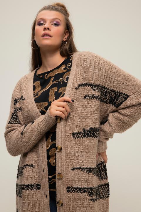 Immagine prodotto Studio Untold Cappotto dal taglio oversize in maglia jacquard con frange, scollo a V e maniche lunghe (54)