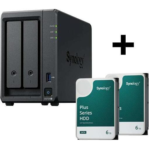 Synology Disk Station DS725+ NAS-Server + Plus 3.5"" SATA HDD Festplatte 12 TB (2 x 6TB) (2 x 6 TB),