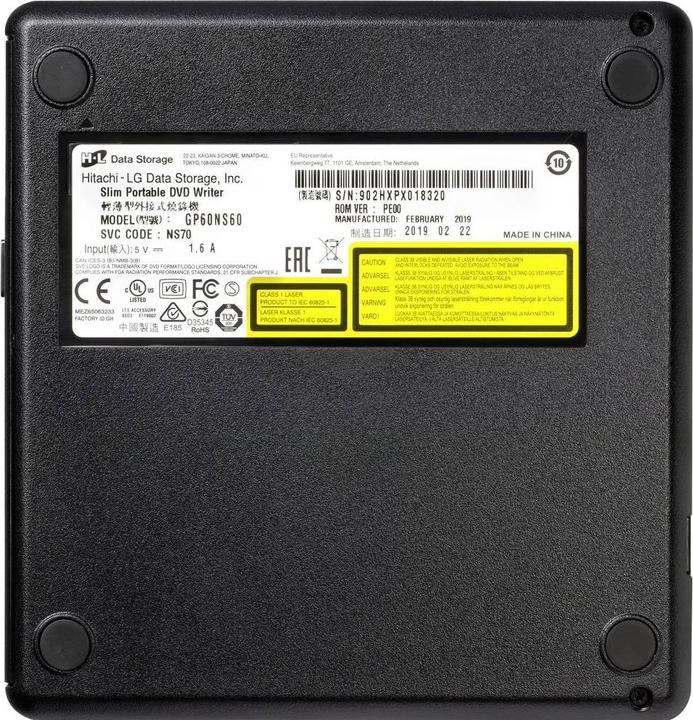 Image du produit LG H.L Data Storage Ultra Slim Graveur de DVD portable GP60NS60 Interface USB 2.0, DVD±R (Lecteur DVD)