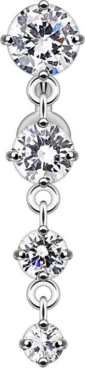 Image du produit Star Piercing Banane argentée avec pendentif quatre cristaux argentés (sans laiton, Acier chirurgical 316L)