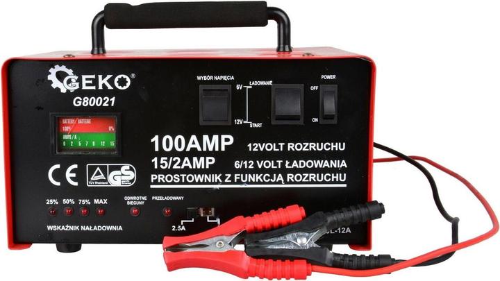 GEKO Autobatterie-Ladegerät mit Start 6/12V, 100A (12V, 24V, 100 A)