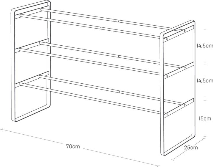 Produktbild Yamazaki 3-stöckiges ausziehbares Schuhregal FRAME (41 x 25 x 46 cm)