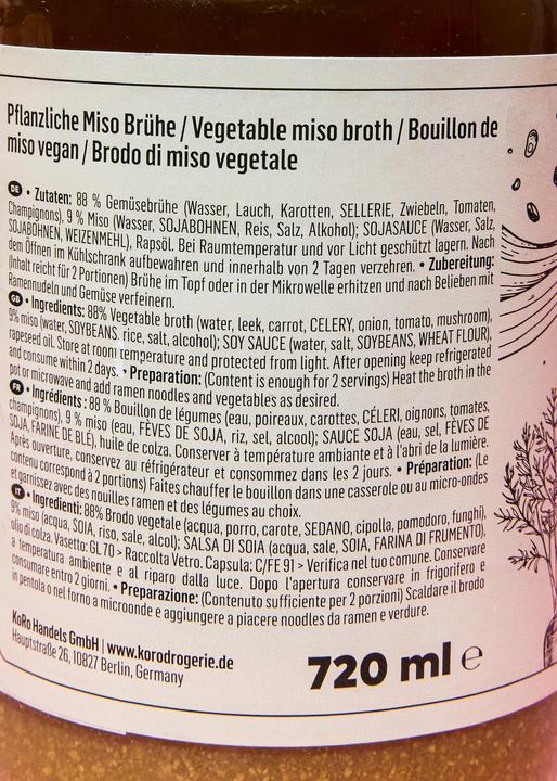Nährwerte und Zutaten KoRo Pflanzliche Miso Brühe