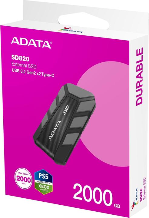Actual product image Adata SSD 2.0TB External SD820 U3.2 Gen2 Typ C Grey (2 TB)