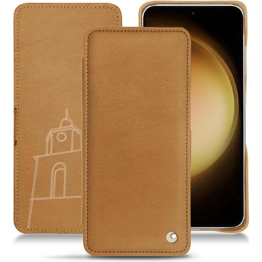 Noreve Lederschutzhülle horizontal (Samsung Galaxy S23+), Smartphone Hülle, Braun