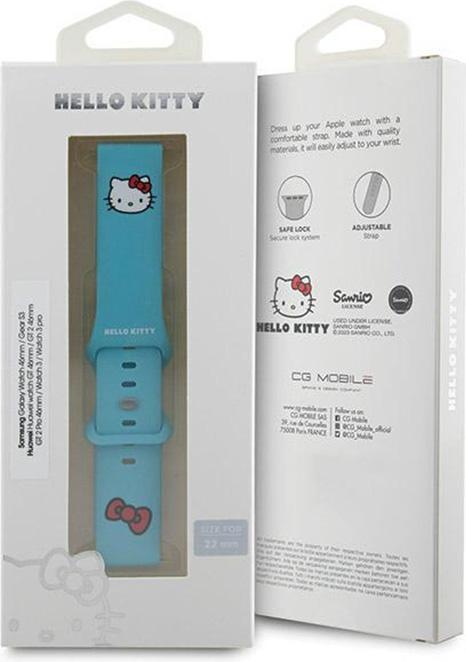 Actual product image Hello Kitty Pasek Uniwersalny HKUWLSCHBLB Silicone Kitty Head niebieski/blue 22mm (22 mm, Stainless steel, Silicone)