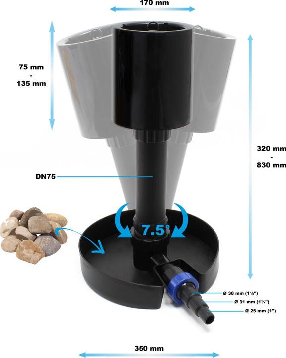 Image du produit Wiltec Écumeur de Bassin sur pied CSP-40 40m² skimmer collecteur de feuilles Étang Koi