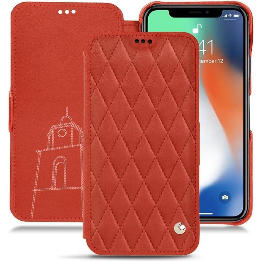 Noreve Lederschutzhülle horizontal (Apple iPhone XR), Smartphone Hülle, Orange