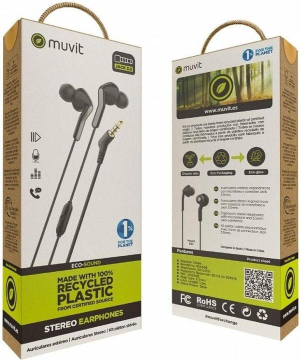 Actual product image Muvit Kopfhörer mit Mikrofon MCHPH0004 Schwarz (Cable)