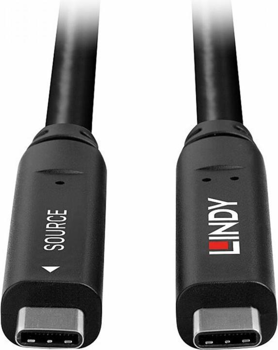 Actual product image Lindy 8m USB 3.2 Gen 1 & DP 1.4 Type C Hybrid Cable 8m extension for USB 5Gbit/s, 4K30Hz for video and 6 (8 m, USB 3.2 Gen 1, 60 W)