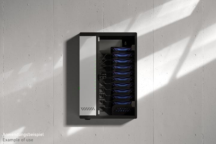 Productafbeelding Good Connections ARIES PRO T10C wandlaadkast tot 11", USB-C?, 30W poort, PD3.0, zwart/grijs (30 W, 10 ports)