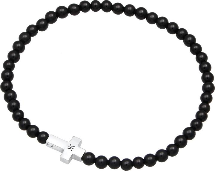 Immagine prodotto Kuzzoi Bracciale Onyx Beads Cross Vintage Argento 925 (19 cm, Plastico, Onice, Argento 925)