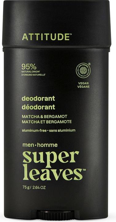 Attitude Natürliches Deodorant für Herren Super Leaves Matcha & Bergamot (Deodorant) 75 g (Stick, 75 g)
