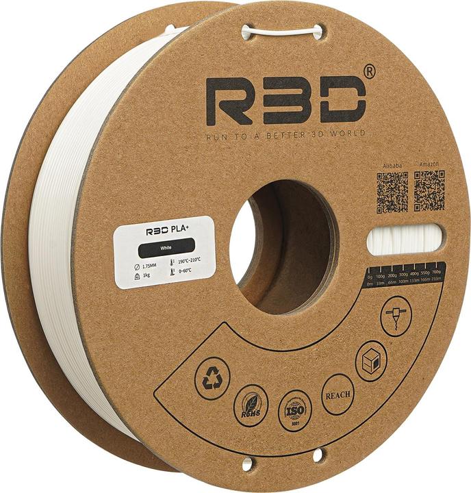 Produktbild R3D PLA+ Weiss Filament 1.75mm 1Kg (PLA+, 1.75 mm, 1000 g, Weiss)