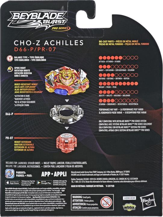 Produktbild Hasbro Beyblade Burst Pro Series Cho-Z Achilles Starter Pack (Deutsch, Englisch, Französisch, Italienisch, 1 Spieler)