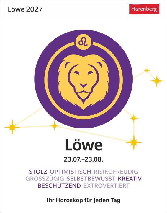 Produktbild Harenberg Löwe Sternzeichenkalender 2027 - Tagesabreisskalender - Ihr Horoskop für jeden Tag