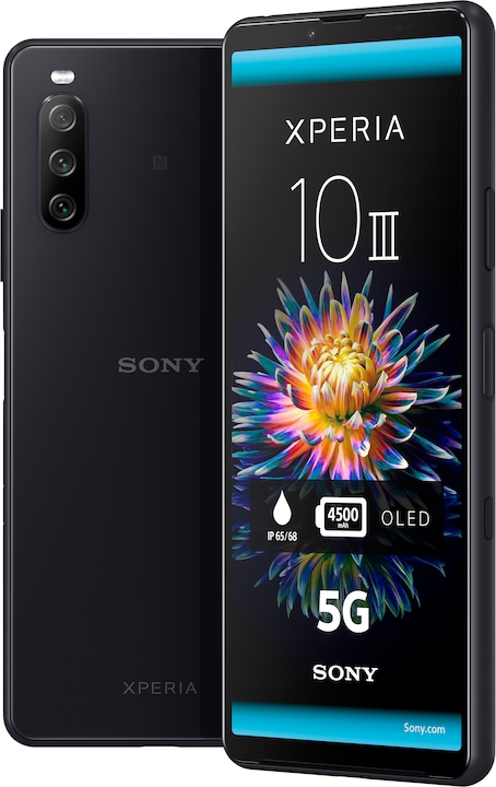 Sony Xperia 10 III (128 Go, Noir, 6", Double SIM hybride, 12 Mpx, 5G)