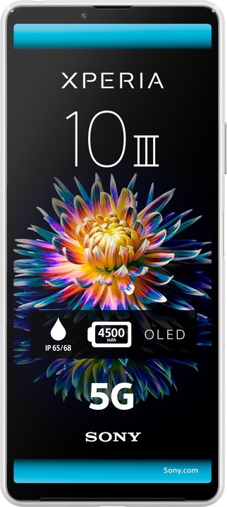 Image du produit Sony Xperia 10 III (128 Go, Blanc, 6", Double SIM hybride, 12 Mpx, 5G)