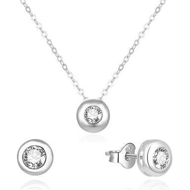 Beneto, Schmuck Set, Gentle Silver Jewelry Set with Zircons AGSET191R (Necklace, Earrings)